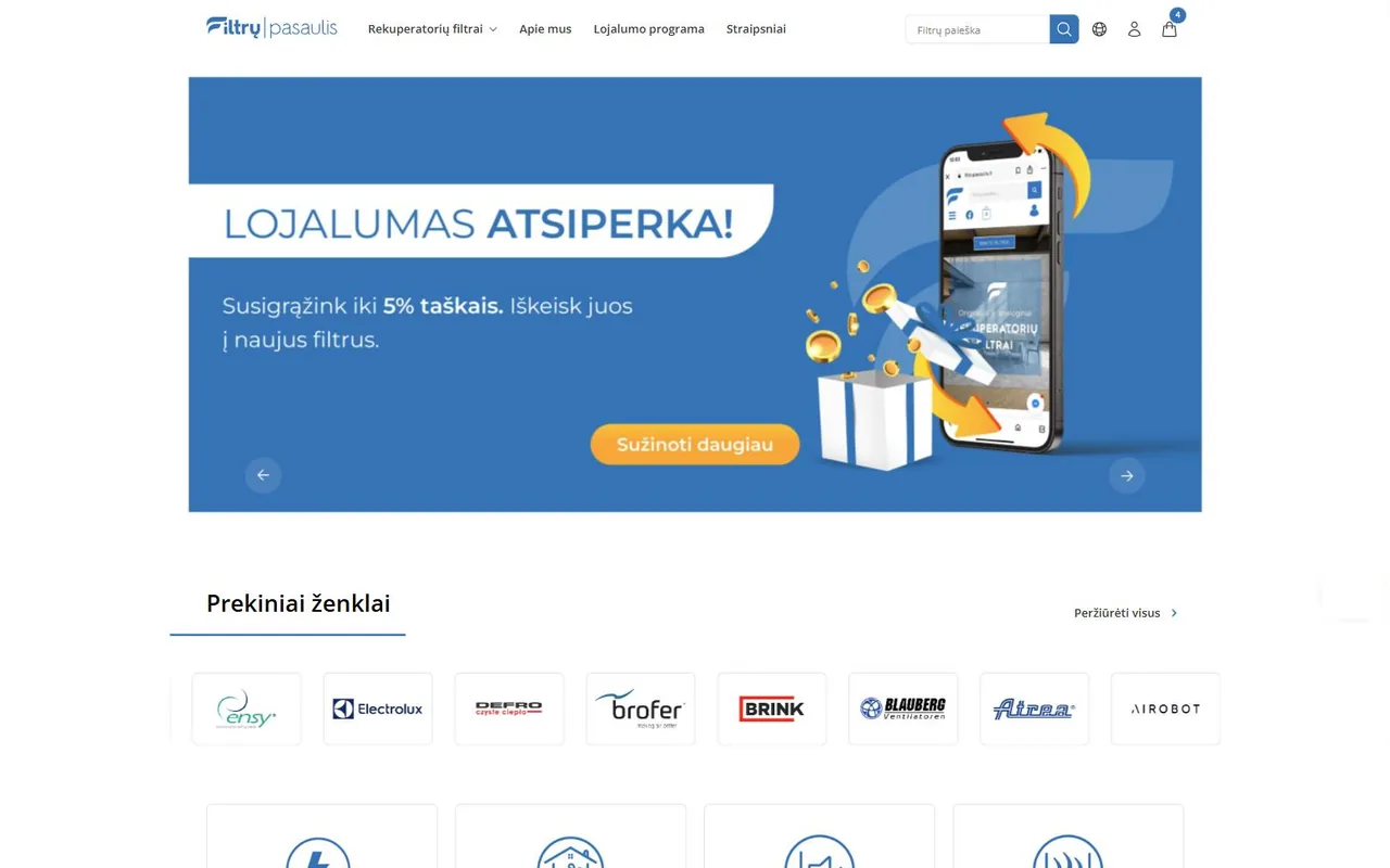 Filtrų pasaulis ekrano vaizdas