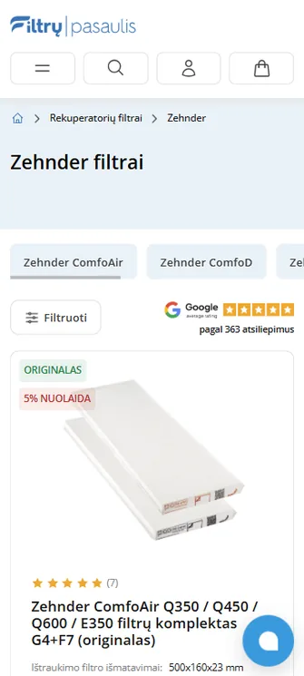Filtrų pasaulis mobili versija