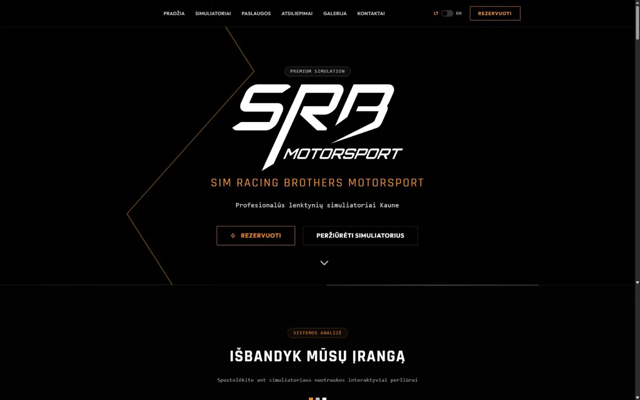 SRB Motorsport ekrano vaizdas