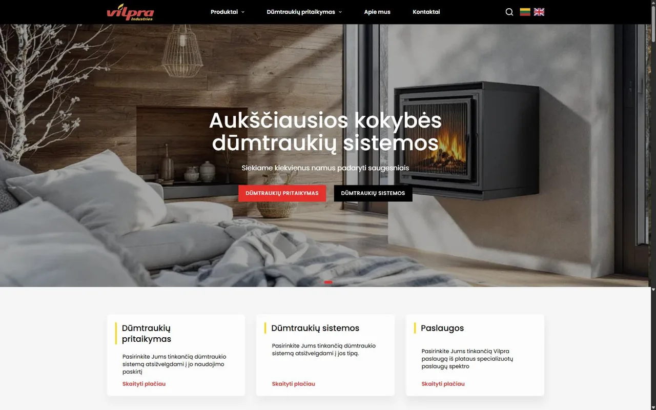 vilpraindustries.com ekrano vaizdas